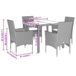vidaXL Set mobilier grădină perne 5 piese negru poliratan/lemn acacia vidaXL Set mobilier grădină perne 5 piese negru poliratan/lemn acacia