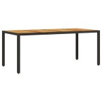 vidaXL Set mobilier grădină perne 7 piese negru poliratan/lemn acacia vidaXL Set mobilier grădină perne 7 piese negru poliratan/lemn acacia
