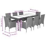 vidaXL Set mobilier grădină perne 9 piese negru poliratan/lemn acacia vidaXL Set mobilier grădină perne 9 piese negru poliratan/lemn acacia