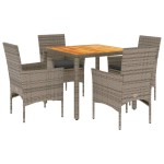 vidaXL Set mobilier grădină cu perne 5 piese gri poliratan/lemn acacia vidaXL Set mobilier grădină cu perne 5 piese gri poliratan/lemn acacia