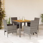 vidaXL Set mobilier grădină cu perne 5 piese gri poliratan/lemn acacia vidaXL Set mobilier grădină cu perne 5 piese gri poliratan/lemn acacia
