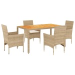 vidaXL Set mobilier grădină cu perne 5 piese bej poliratan/lemn acacia