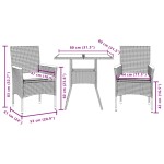 vidaXL Set mobilier grădină perne 3 piese negru poliratan/lemn acacia vidaXL Set mobilier grădină perne 3 piese negru poliratan/lemn acacia