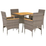 vidaXL Set mobilier grădină cu perne 5 piese gri poliratan/lemn acacia