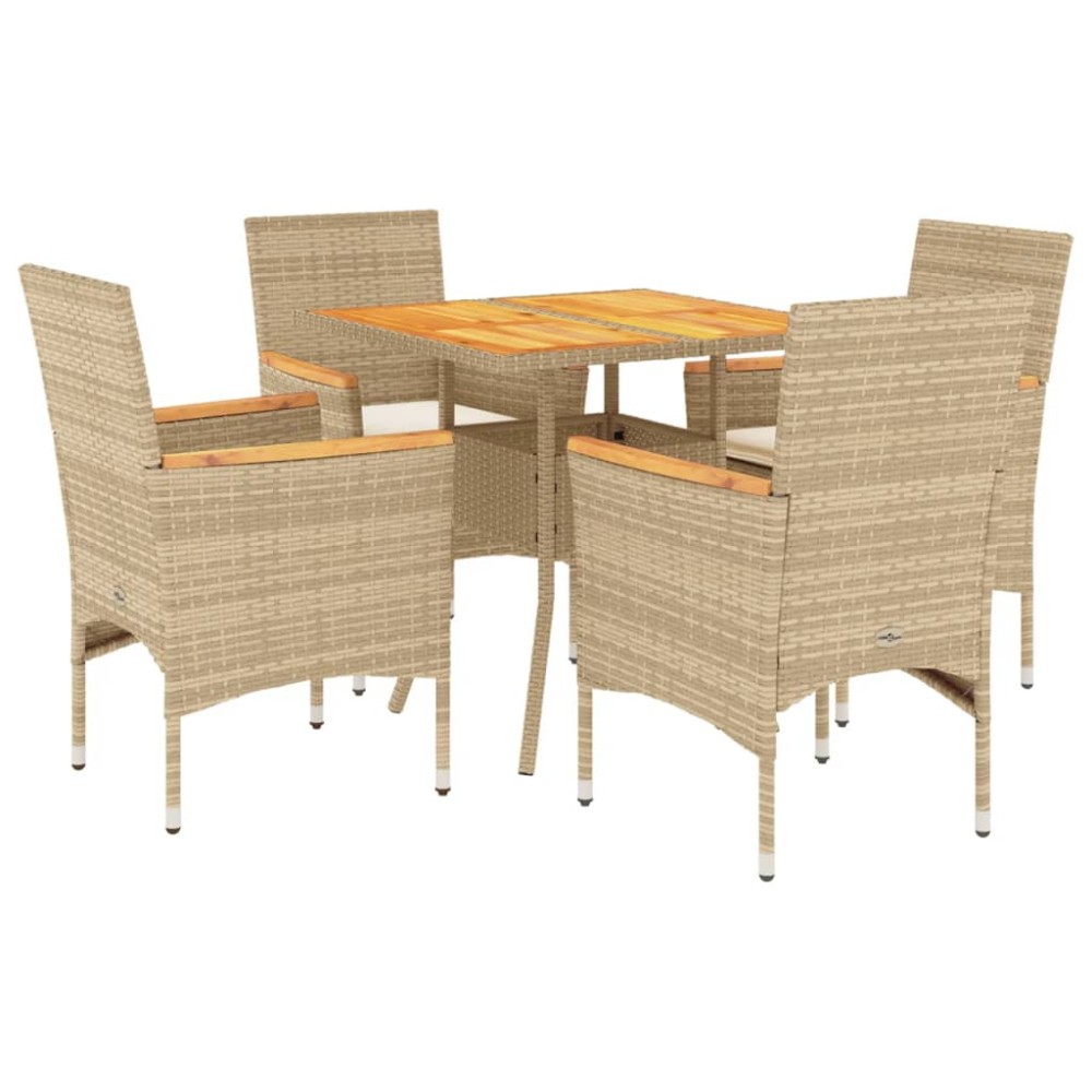 vidaXL Set mobilier grădină cu perne 5 piese bej poliratan/lemn acacia