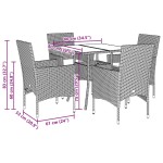 vidaXL Set mobilier grădină perne 5 piese negru poliratan/lemn acacia vidaXL Set mobilier grădină perne 5 piese negru poliratan/lemn acacia