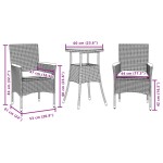 vidaXL Set mobilier grădină perne 3 piese negru poliratan/lemn acacia vidaXL Set mobilier grădină perne 3 piese negru poliratan/lemn acacia