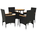 vidaXL Set mobilier grădină perne 5 piese negru poliratan/lemn acacia vidaXL Set mobilier grădină perne 5 piese negru poliratan/lemn acacia