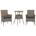 vidaXL Set mobilier grădină cu perne 3 piese gri poliratan/lemn acacia