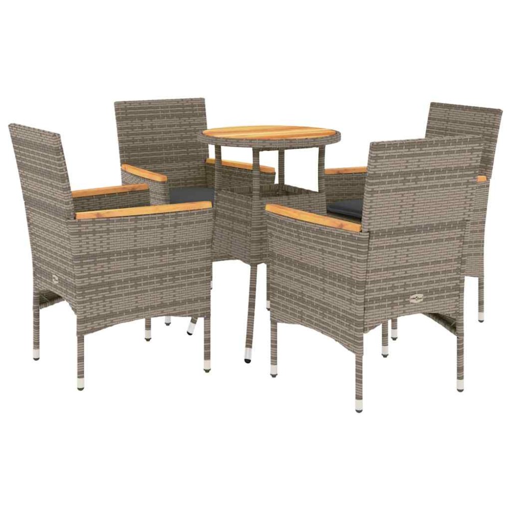 vidaXL Set mobilier grădină cu perne 5 piese gri poliratan/lemn acacia