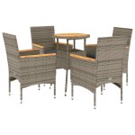vidaXL Set mobilier grădină cu perne 5 piese gri poliratan/lemn acacia