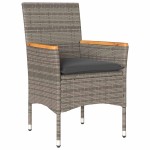 vidaXL Set mobilier grădină cu perne 5 piese gri poliratan/lemn acacia