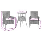 vidaXL Set mobilier grădină perne 3 piese negru poliratan/lemn acacia vidaXL Set mobilier grădină perne 3 piese negru poliratan/lemn acacia