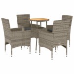vidaXL Set mobilier grădină cu perne 5 piese gri poliratan/lemn acacia