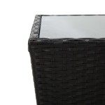 vidaXL Set bistro cu perne, 3 piese, negru, poliratan și sticlă