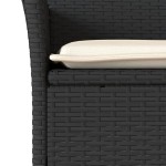 vidaXL Set bistro cu perne, 3 piese, negru, poliratan și sticlă