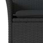 vidaXL Set bistro cu perne, 3 piese, negru, poliratan și sticlă vidaXL Set bistro cu perne, 3 piese, negru, poliratan și sticlă