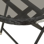 vidaXL Set bistro cu perne, 3 piese, negru, poliratan și sticlă vidaXL Set bistro cu perne, 3 piese, negru, poliratan și sticlă