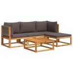 vidaXL Set canapele de grădină cu 5 piese, lemn de salcâm și frânghie