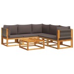 vidaXL Set canapele de grădină cu 6 piese, lemn de salcâm și frânghie vidaXL Set canapele de grădină cu 6 piese, lemn de salcâm și frânghie