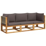 vidaXL Set canapele de grădină 3 piese cu perne din lemn de acacia și frânghie vidaXL Set canapele de grădină 3 piese cu perne din lemn de acacia și frânghie