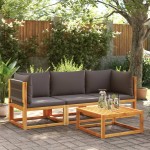 vidaXL Set canapele de grădină 3 piese cu perne din lemn de acacia și frânghie vidaXL Set canapele de grădină 3 piese cu perne din lemn de acacia și frânghie