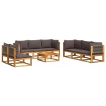vidaXL Set canapele de grădină cu 9 piese, lemn de salcâm și frânghie vidaXL Set canapele de grădină cu 9 piese, lemn de salcâm și frânghie