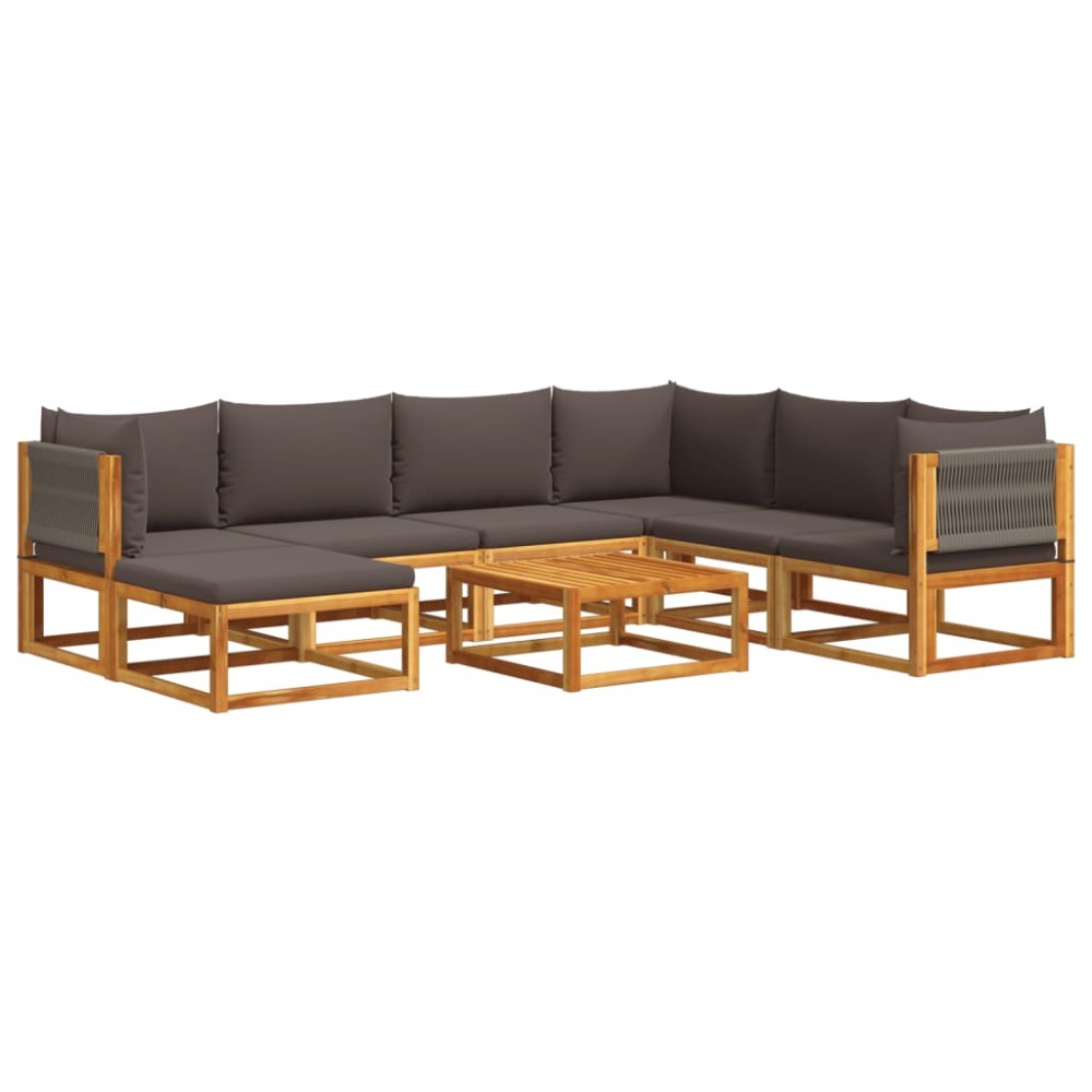 vidaXL Set canapele de grădină cu 8 piese, lemn de acacia și frânghie