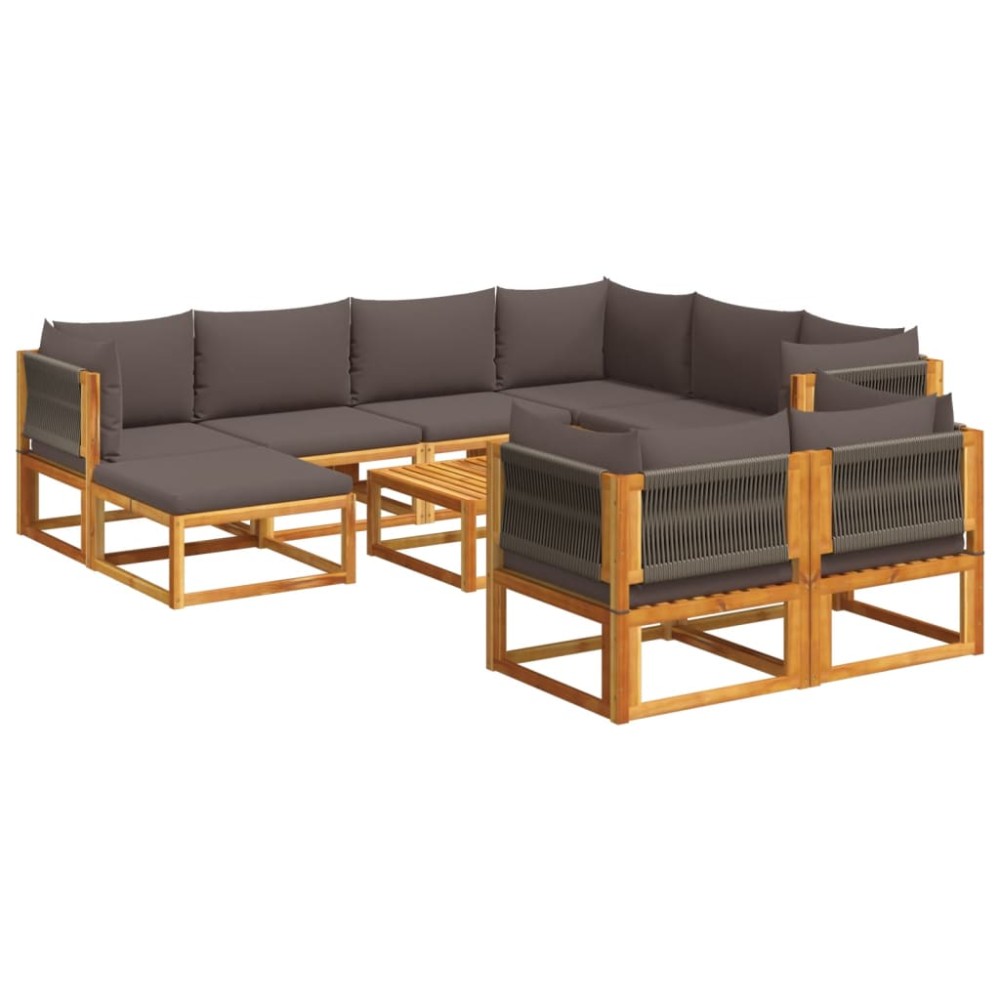 vidaXL Set canapele de grădină cu 10 piese, lemn de salcâm și frânghie
