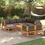 vidaXL Set canapele de grădină cu 10 piese, lemn de salcâm și frânghie vidaXL Set canapele de grădină cu 10 piese, lemn de salcâm și frânghie