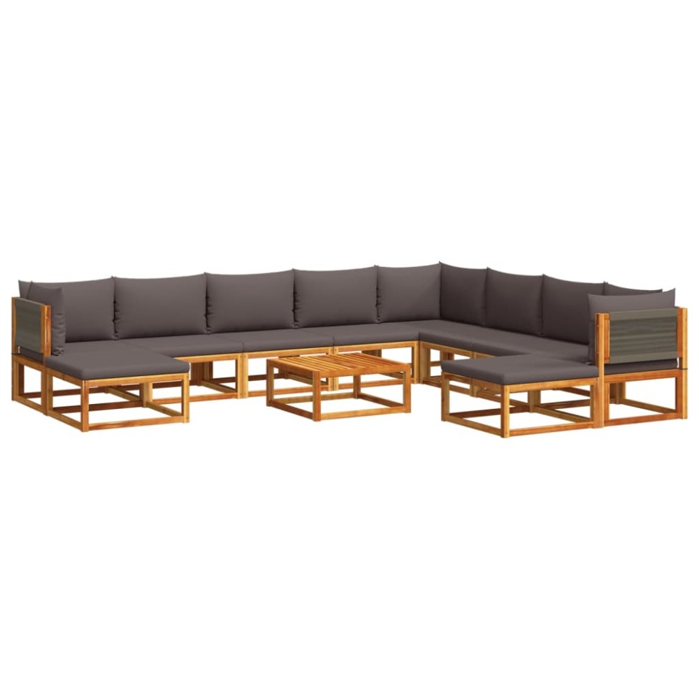 vidaXL Set canapele de grădină cu 11 piese și perne din lemn de acacia și frânghie