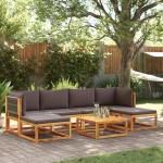 vidaXL Set canapele de grădină cu 7 piese, perne, lemn de salcâm și frânghie