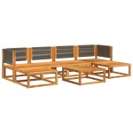 vidaXL Set canapele de grădină cu 7 piese, perne, lemn de salcâm și frânghie