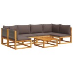 vidaXL Set canapele de grădină cu 7 piese, perne, lemn de salcâm și frânghie vidaXL Set canapele de grădină cu 7 piese, perne, lemn de salcâm și frânghie