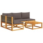 vidaXL Set canapele de grădină cu 5 piese, lemn de salcâm și frânghie