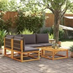 vidaXL Set canapele de grădină cu 5 piese, lemn de salcâm și frânghie