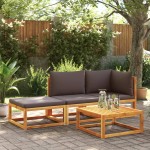 vidaXL Set canapele de grădină 3 piese cu perne din lemn de acacia și frânghie vidaXL Set canapele de grădină 3 piese cu perne din lemn de acacia și frânghie
