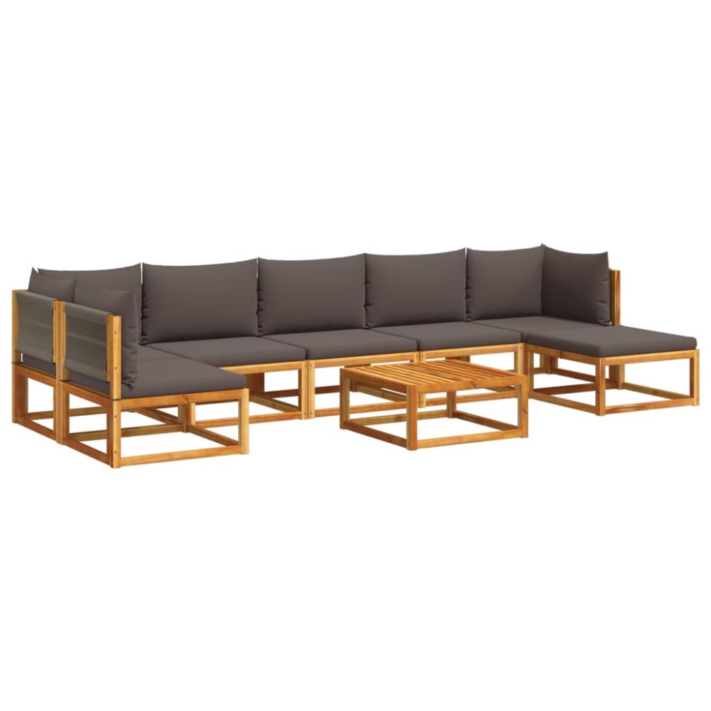 vidaXL Set canapele de grădină cu 8 piese, lemn de acacia și frânghie