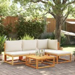 vidaXL Set canapele de grădină cu 5 piese, lemn de salcâm și frânghie vidaXL Set canapele de grădină cu 5 piese, lemn de salcâm și frânghie