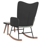 vidaXL Scaun balansoar cu taburet, gri deschis, catifea și PVC vidaXL Scaun balansoar cu taburet, gri deschis, catifea și PVC