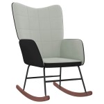 vidaXL Scaun balansoar cu taburet, gri deschis, catifea și PVC vidaXL Scaun balansoar cu taburet, gri deschis, catifea și PVC