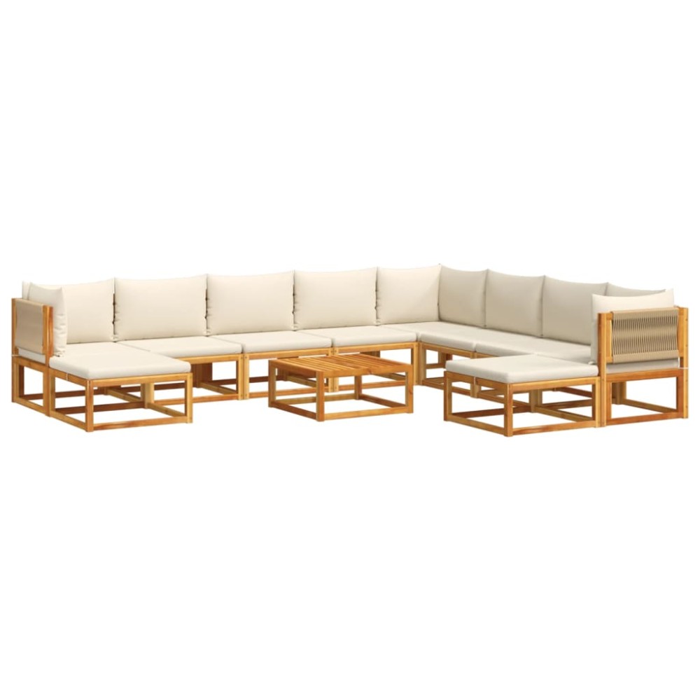 vidaXL Set canapele de grădină cu 11 piese și perne din lemn de acacia și frânghie