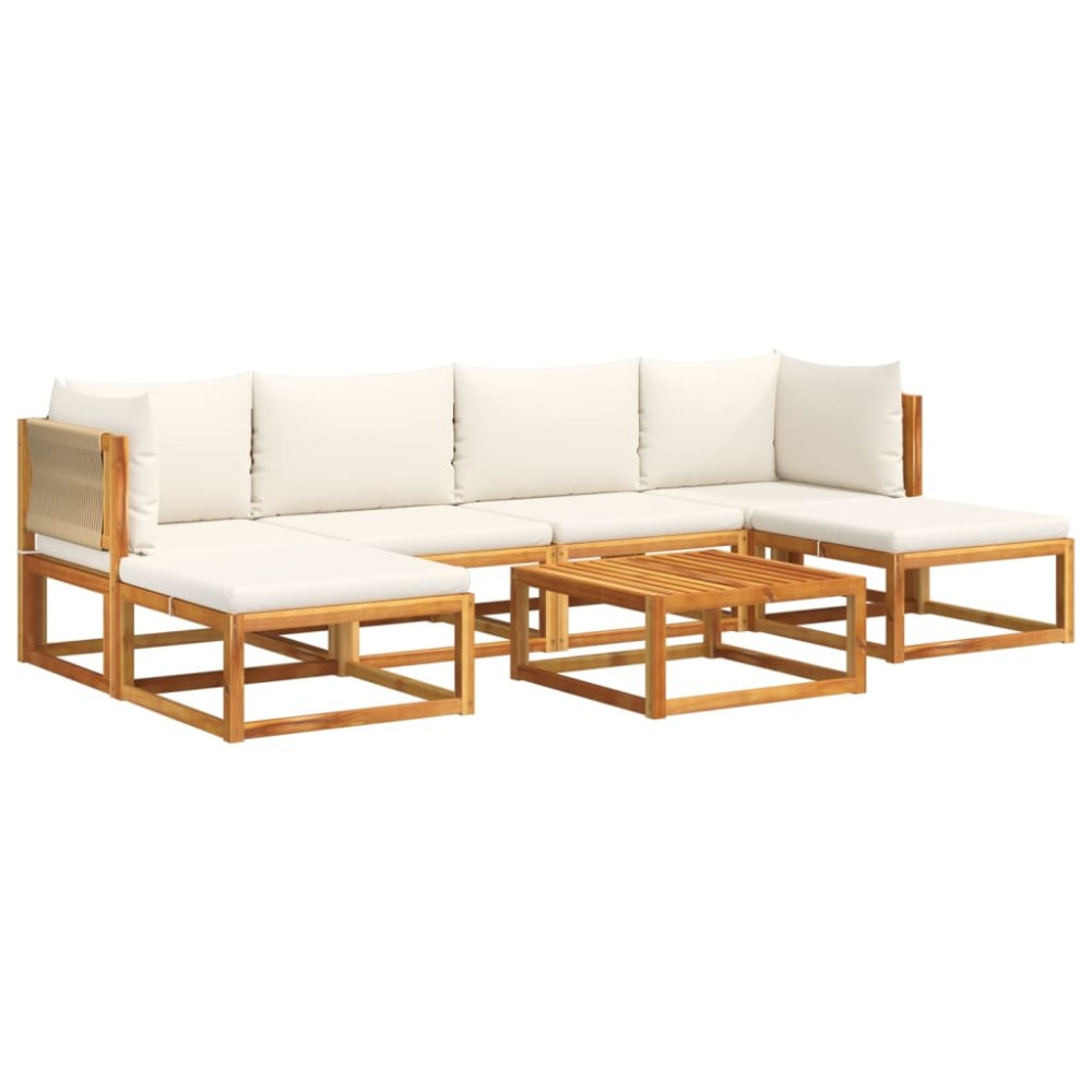 vidaXL Set canapele de grădină cu 7 piese, perne, lemn de salcâm și frânghie
