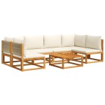 vidaXL Set canapele de grădină cu 7 piese, perne, lemn de salcâm și frânghie vidaXL Set canapele de grădină cu 7 piese, perne, lemn de salcâm și frânghie