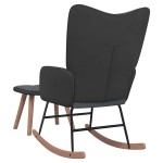 vidaXL Scaun balansoar cu taburet, gri închis, catifea și PVC