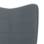vidaXL Scaun balansoar cu taburet, gri închis, catifea și PVC