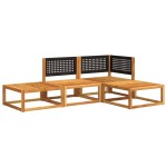 vidaXL Set canapele de grădină cu 4 piese și perne, lemn de salcâm și ratan vidaXL Set canapele de grădină cu 4 piese și perne, lemn de salcâm și ratan