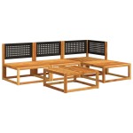 vidaXL Set canapele de grădină cu 5 piese și perne din lemn de salcâm și ratan vidaXL Set canapele de grădină cu 5 piese și perne din lemn de salcâm și ratan