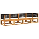 vidaXL Set canapele de grădină cu 4 piese și perne, lemn de salcâm și ratan vidaXL Set canapele de grădină cu 4 piese și perne, lemn de salcâm și ratan