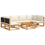 vidaXL Set canapele de grădină cu 7 piese și perne, lemn de salcâm și ratan vidaXL Set canapele de grădină cu 7 piese și perne, lemn de salcâm și ratan